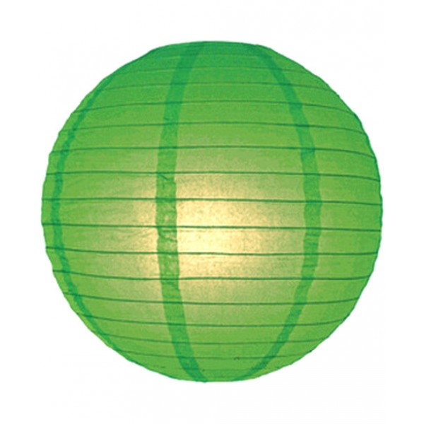 16" Paper Lanterns Round 'Green' - Regular Wire Ribbed